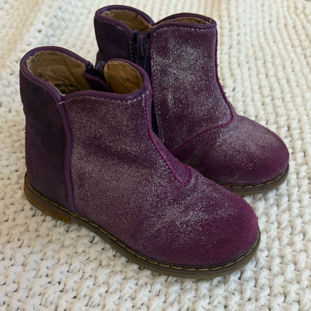 💜 Tucker + Tate Toddler Purple Suede Glitter Boots – Size 23 (6C)